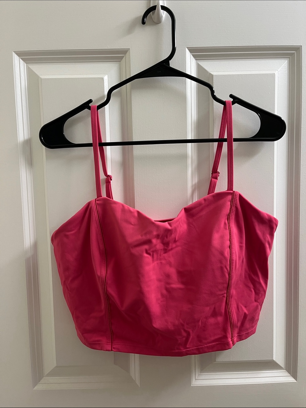 Bright Pink Cropped Tank Top/ Lounge Tank with Built in Bra